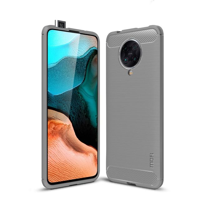 Mofi - Xiaomi Poco F2 Pro Hülle - TPU Softcase - Carbon Fiber Series - grau