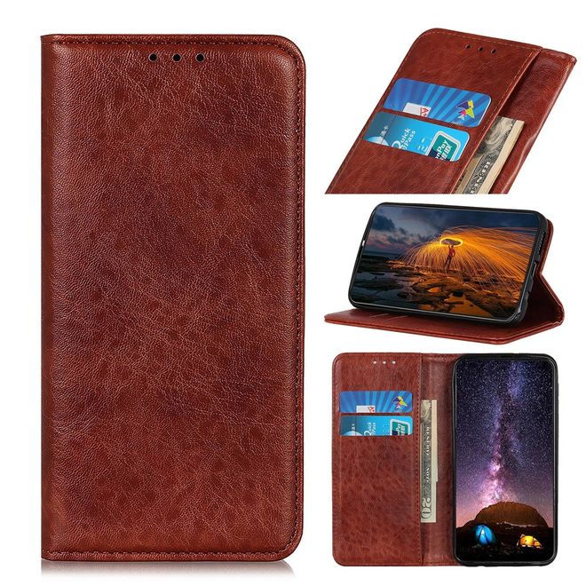 Xiaomi Redmi Note 9 Handy Hülle - Crazy Horse V Leder Bookcover Series - braun