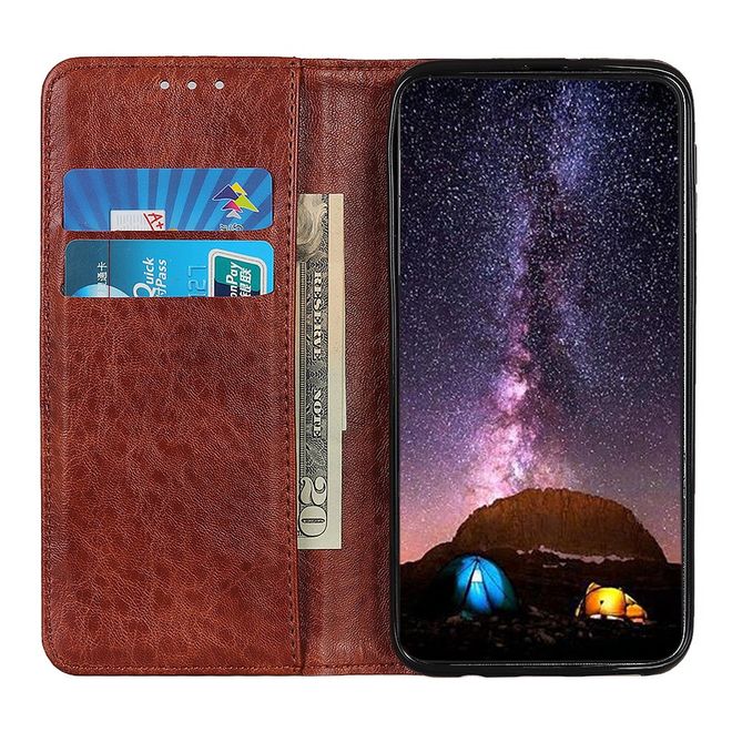 Xiaomi Redmi Note 9 Handy Hülle - Crazy Horse V Leder Bookcover Series - braun