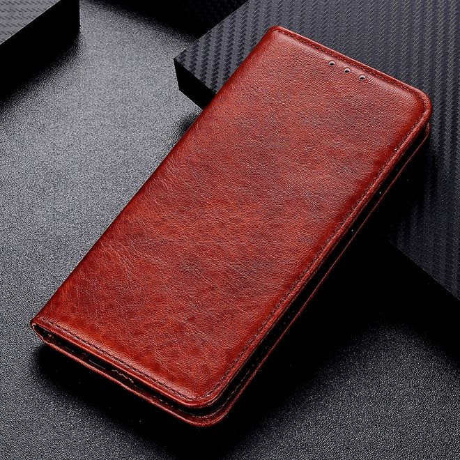 Xiaomi Redmi Note 9 Handy Hülle - Crazy Horse V Leder Bookcover Series - braun