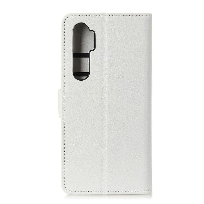 Xiaomi Mi Note 10 Lite Handy Hülle - Litchi Leder Bookcover Series - weiss