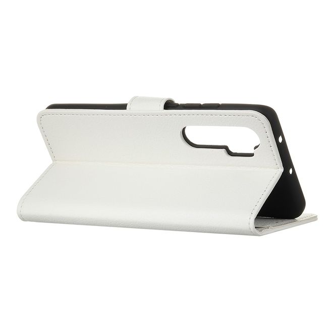 Xiaomi Mi Note 10 Lite Handy Hülle - Litchi Leder Bookcover Series - weiss