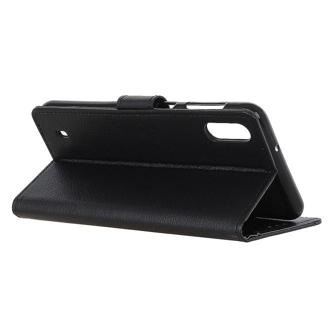 ZTE Blade A7 (2020) Handy Hülle - Litchi Leder Bookcover Series - schwarz