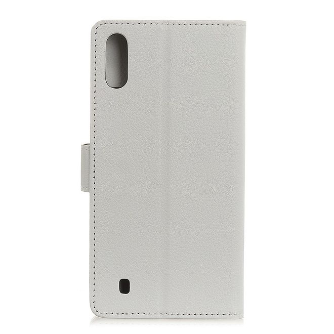 ZTE Blade A7 (2020) Handy Hülle - Litchi Leder Bookcover Series - weiss