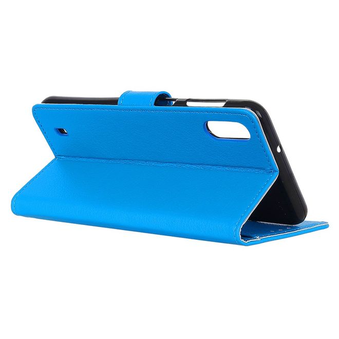 ZTE Blade A7 (2020) Handy Hülle - Litchi Leder Bookcover Series - blau
