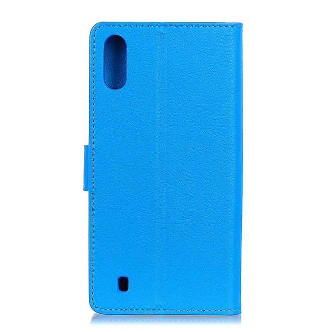 ZTE Blade A7 (2020) Handy Hülle - Litchi Leder Bookcover Series - blau