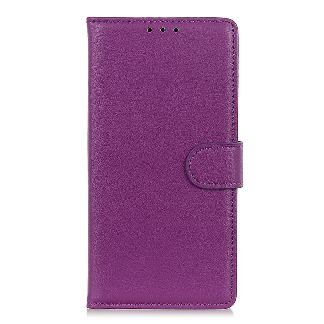 ZTE Blade A7 (2020) Handy Hülle - Litchi Leder Bookcover Series - purpur