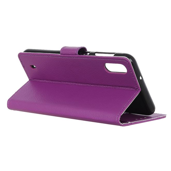 ZTE Blade A7 (2020) Handy Hülle - Litchi Leder Bookcover Series - purpur