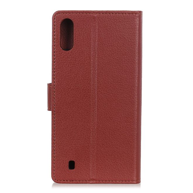 ZTE Blade A7 (2020) Handy Hülle - Litchi Leder Bookcover Series - braun