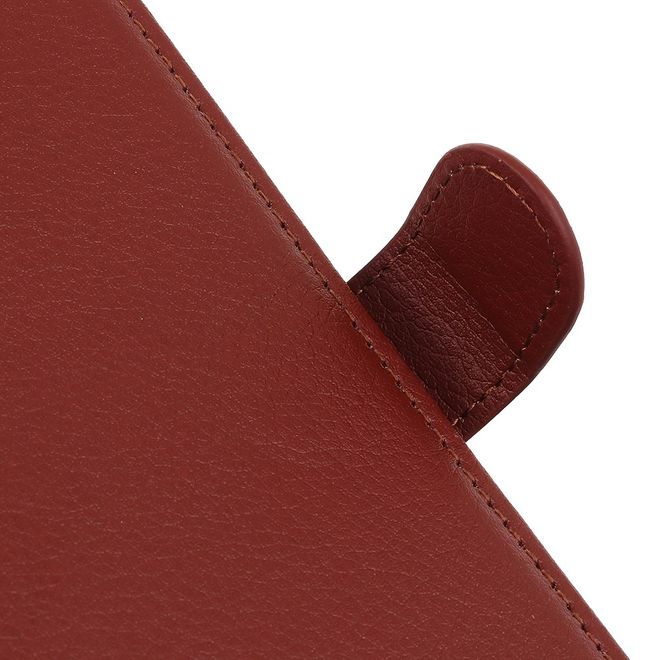 ZTE Blade A7 (2020) Handy Hülle - Litchi Leder Bookcover Series - braun