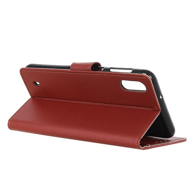 ZTE Blade A7 (2020) Handy Hülle - Litchi Leder Bookcover Series - braun
