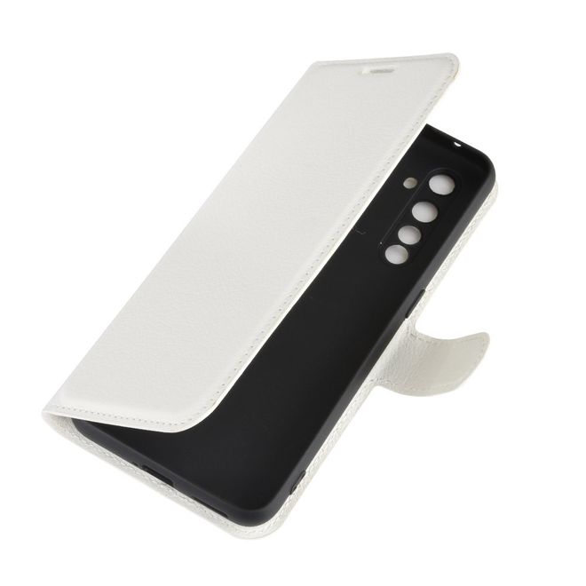 Realme X50 Pro 5G Handy Hülle - Litchi Leder Bookcover Series - weiss