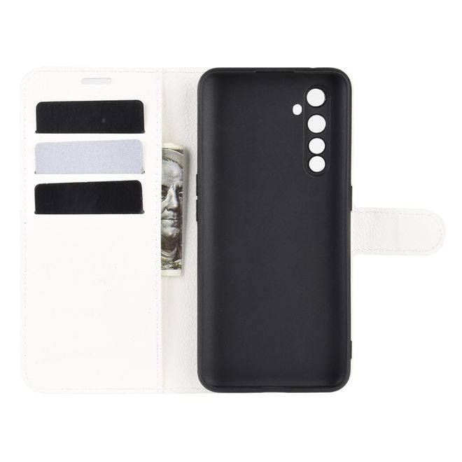 Realme X50 Pro 5G Handy Hülle - Litchi Leder Bookcover Series - weiss