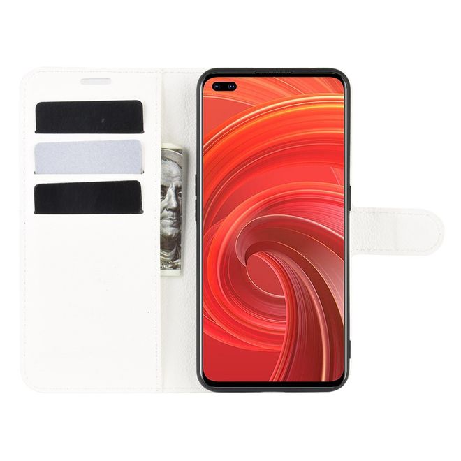 Realme X50 Pro 5G Handy Hülle - Litchi Leder Bookcover Series - weiss
