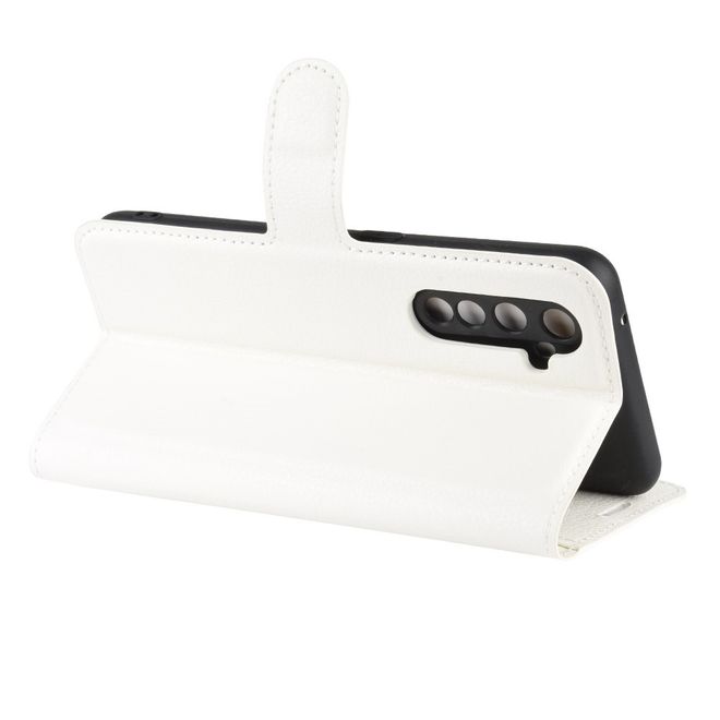 Realme X50 Pro 5G Handy Hülle - Litchi Leder Bookcover Series - weiss