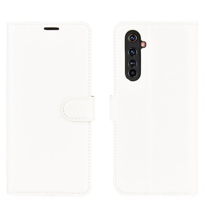 Realme X50 Pro 5G Handy Hülle - Litchi Leder Bookcover Series - weiss