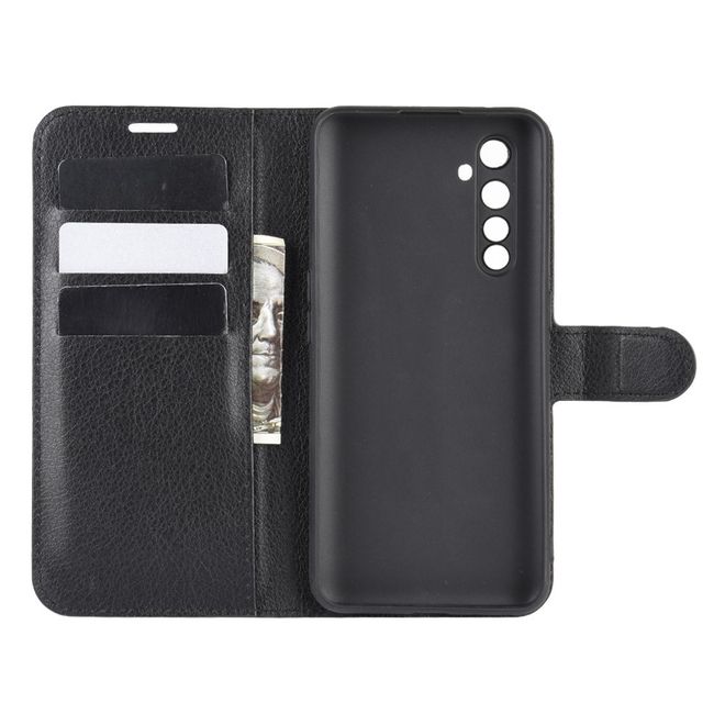 Realme X50 Pro 5G Handy Hülle - Litchi Leder Bookcover Series - schwarz