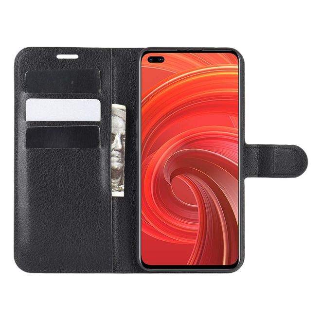 Realme X50 Pro 5G Handy Hülle - Litchi Leder Bookcover Series - schwarz