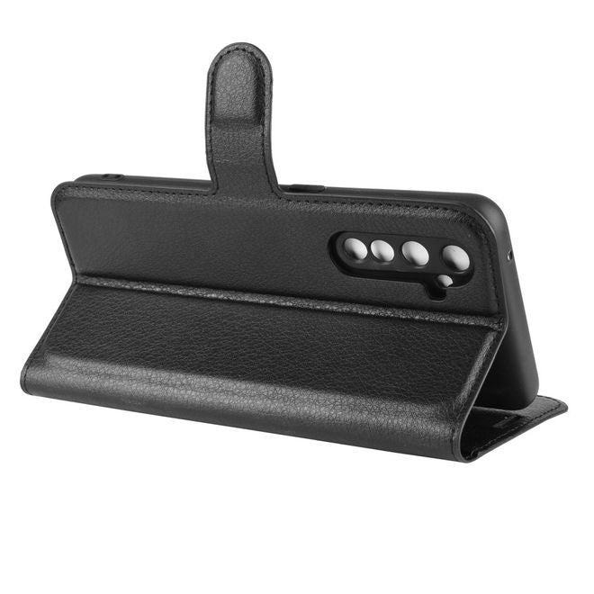 Realme X50 Pro 5G Handy Hülle - Litchi Leder Bookcover Series - schwarz