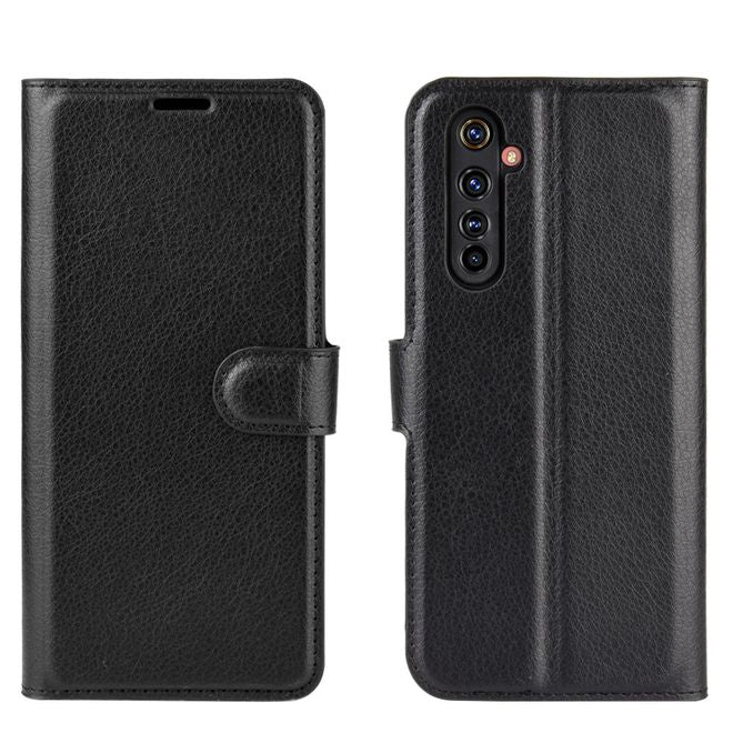 Realme X50 Pro 5G Handy Hülle - Litchi Leder Bookcover Series - schwarz