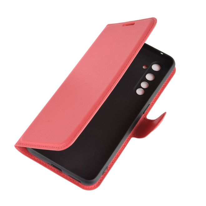 Realme X50 Pro 5G Handy Hülle - Litchi Leder Bookcover Series - rot