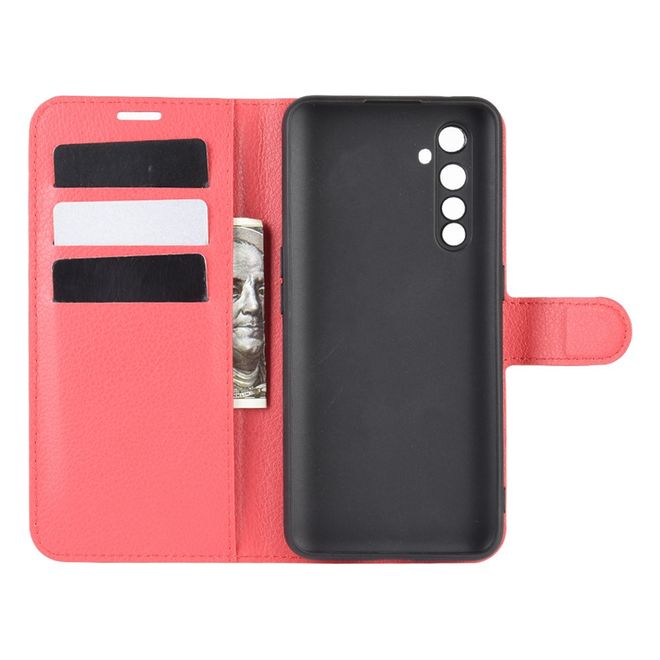 Realme X50 Pro 5G Handy Hülle - Litchi Leder Bookcover Series - rot