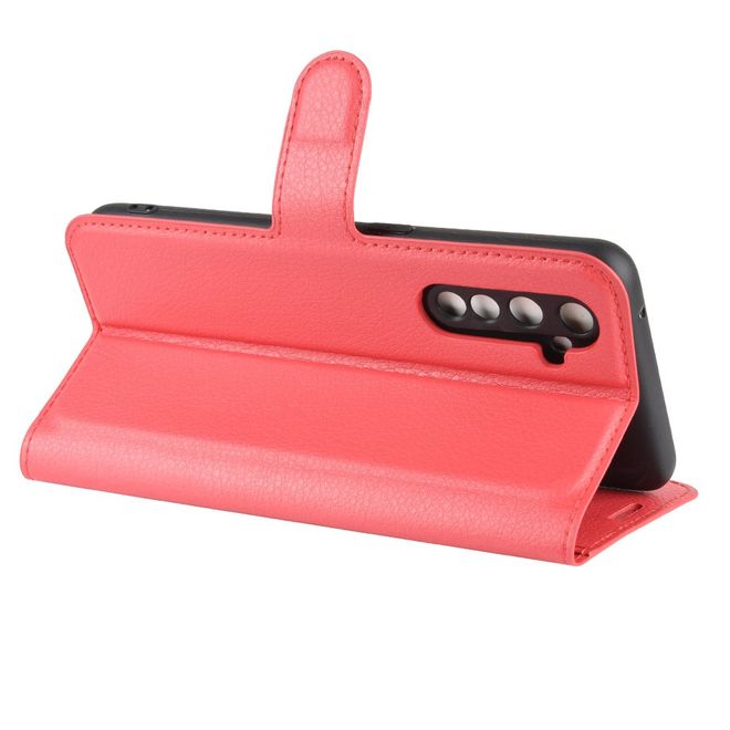 Realme X50 Pro 5G Handy Hülle - Litchi Leder Bookcover Series - rot