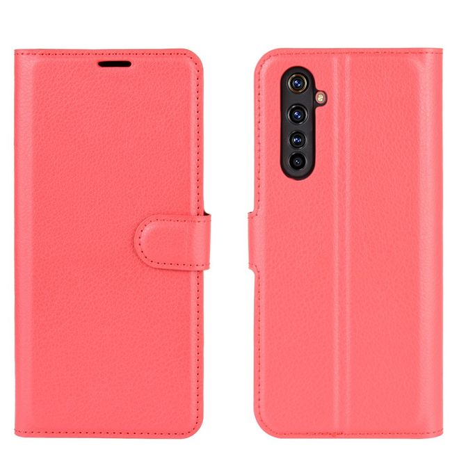 Realme X50 Pro 5G Handy Hülle - Litchi Leder Bookcover Series - rot