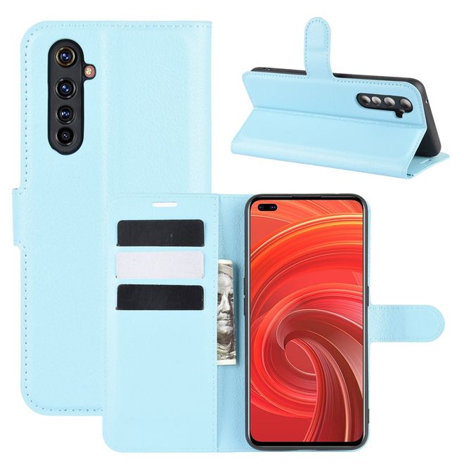Realme X50 Pro 5G Handy Hülle - Litchi Leder Bookcover Series - blau