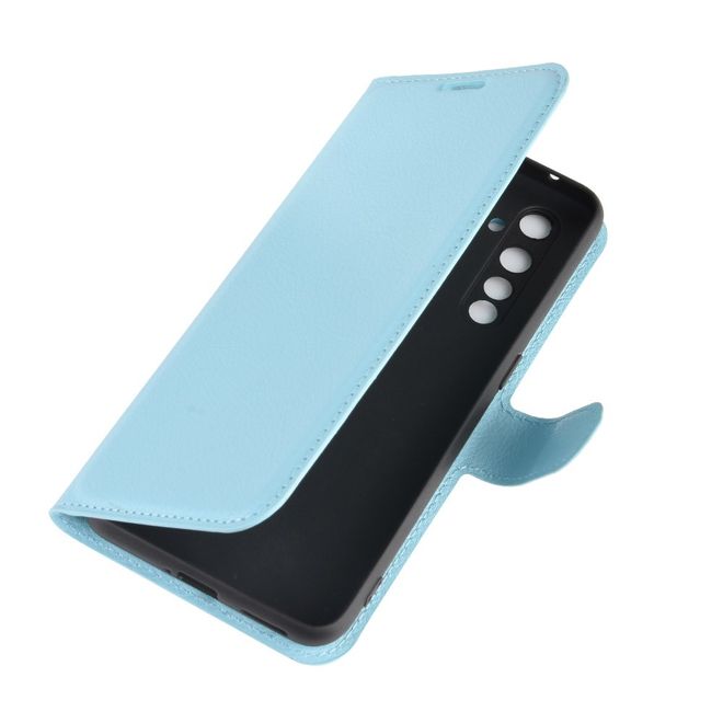 Realme X50 Pro 5G Handy Hülle - Litchi Leder Bookcover Series - blau