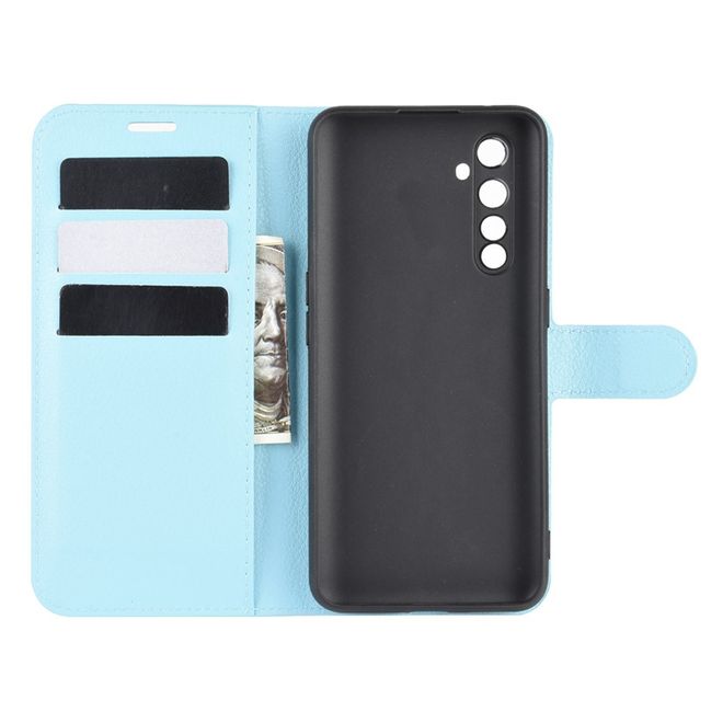 Realme X50 Pro 5G Handy Hülle - Litchi Leder Bookcover Series - blau