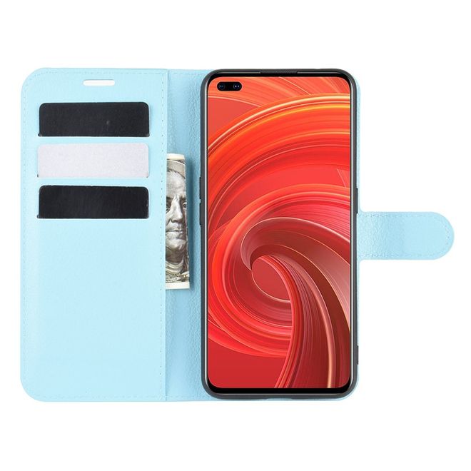 Realme X50 Pro 5G Handy Hülle - Litchi Leder Bookcover Series - blau