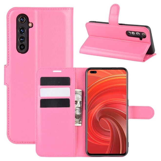 Realme X50 Pro 5G Handy Hülle - Litchi Leder Bookcover Series - rosa