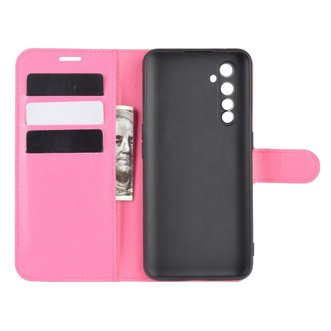 Realme X50 Pro 5G Handy Hülle - Litchi Leder Bookcover Series - rosa