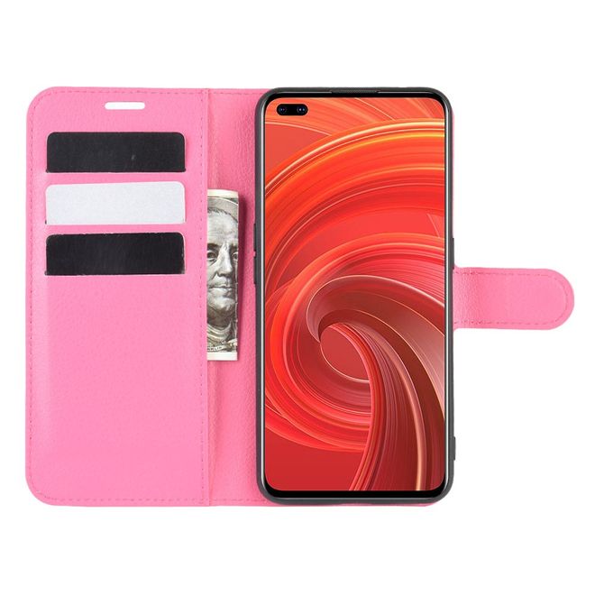 Realme X50 Pro 5G Handy Hülle - Litchi Leder Bookcover Series - rosa