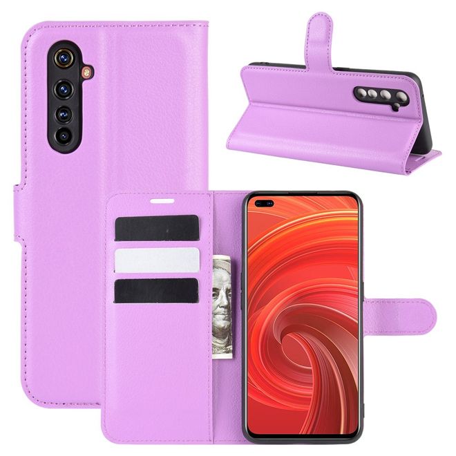 Realme X50 Pro 5G Handy Hülle - Litchi Leder Bookcover Series - purpur