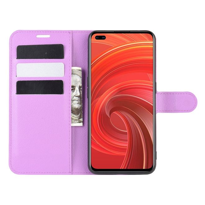 Realme X50 Pro 5G Handy Hülle - Litchi Leder Bookcover Series - purpur