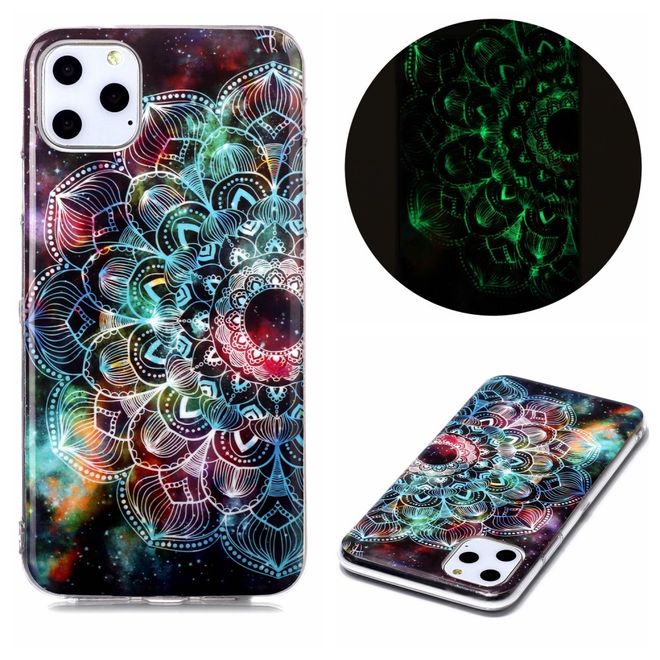 iPhone 11 Pro Max Hülle - TPU Softcase - fluoreszierend - Mandala Blume