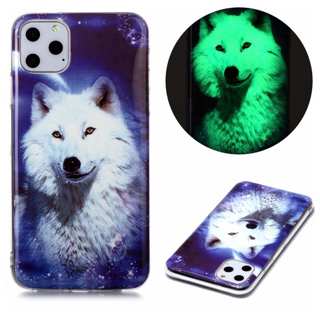 iPhone 11 Pro Max Hülle - TPU Softcase - fluoreszierend - weisser Wolf