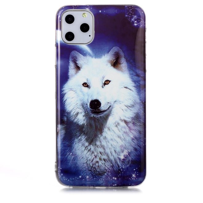 iPhone 11 Pro Max Hülle - TPU Softcase - fluoreszierend - weisser Wolf