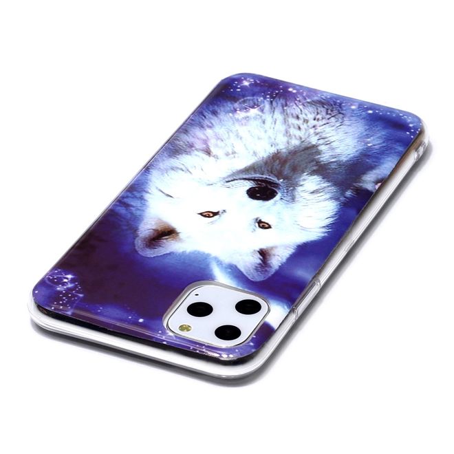 iPhone 11 Pro Max Hülle - TPU Softcase - fluoreszierend - weisser Wolf