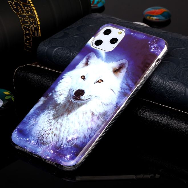 iPhone 11 Pro Max Hülle - TPU Softcase - fluoreszierend - weisser Wolf