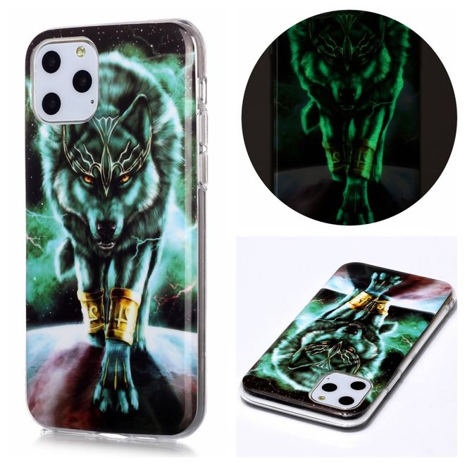 Coque pour iPhone 11 Pro - TPU souple - Fluorescente - Loup