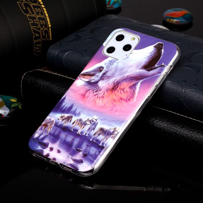 Coque pour iPhone 11 Pro - Coque souple en TPU - Fluorescente - Loup hurlant