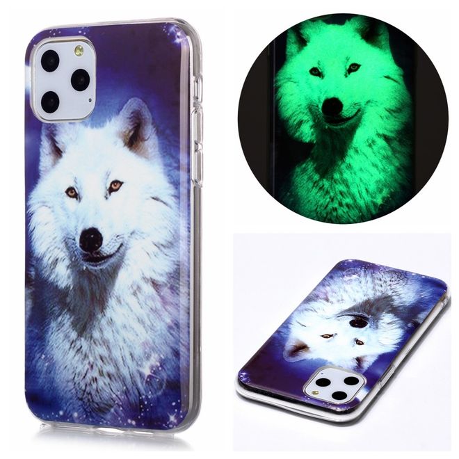 iPhone 11 Pro Hülle - TPU Softcase - fluoreszierend - weisser Wolf