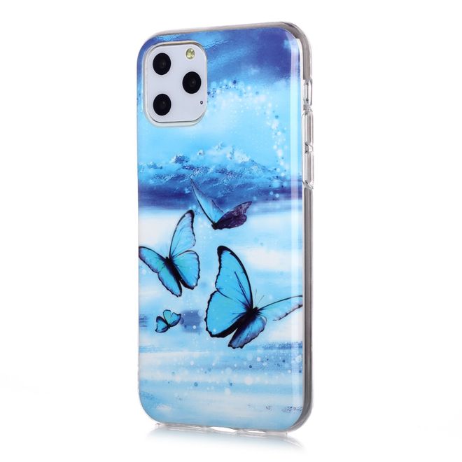 iPhone 11 Pro Case - TPU Softcase - Fluorescent - Blue Butterflies