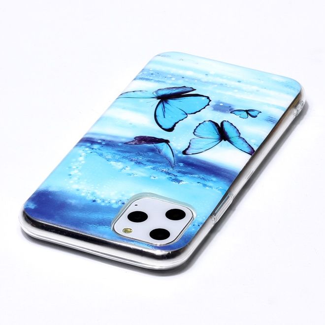 iPhone 11 Pro Case - TPU Softcase - Fluorescent - Blue Butterflies