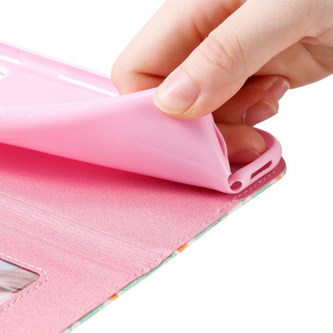 Étui pour iPhone 11 Pro - Couverture en cuir pailleté à motif floral - Vert