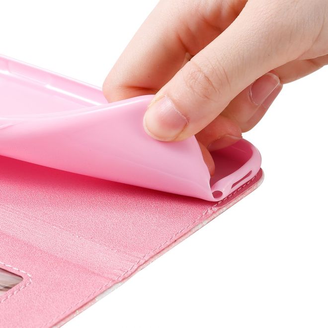 Étui pour iPhone 11 Pro Max - Couverture livre en cuir pailleté à fleurs - Rose