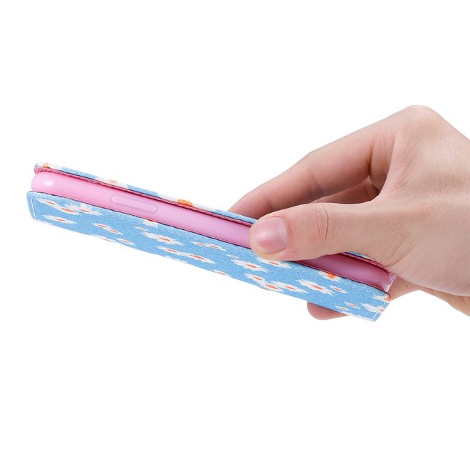 Étui pour iPhone 11 Pro Max - Couverture livre en cuir pailleté à motifs floraux - Bleu